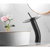 Chiczam Waterfall Vessel Faucet, Black, 1 Hole, Lead-Free Solid Brass,