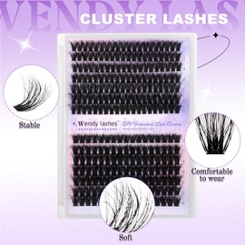 WENDY Lashes Clusters Lash Clusters 60D+80D DIY Eyelash Clusters 3D Effect 12-16mm Cluster Eyelash Extensions Black Cluster Lashes Wispy Soft Individual Lashes