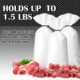 Honeydak 1500 Pack White Wild Game Meat Bags for Freezer 1.5 lb 10.4 x 4.4 inch Ground Meat Freezer Packing Bags Pack Venison Beef Processing Storage Bulk with Twist Ties for Outdoor