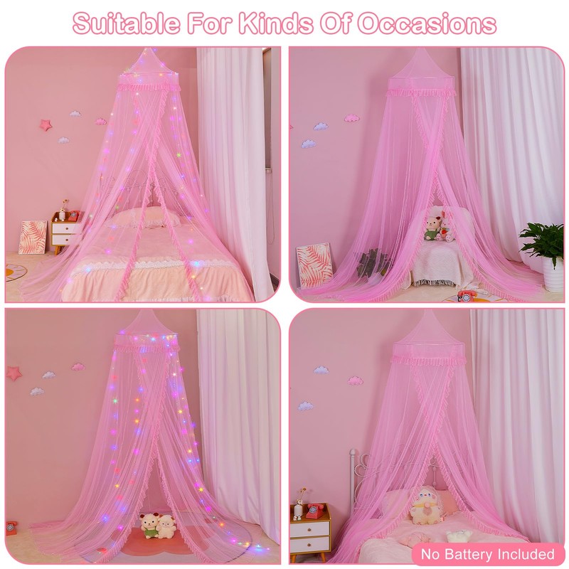 Unicorn Castle Bed Canopy for Girls with Remote Timer Breathable