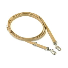 Police Style Puppy Training Lead Double Ended Puppy Leash Adjustable Multi-Functional In 13mm Webbing (Beige, 11ft (3.3 Metres))