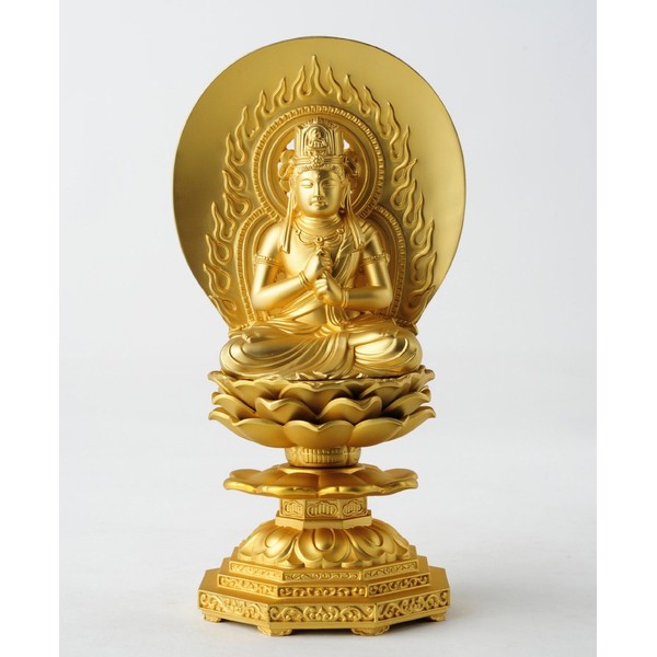 Buddha Statue, Dainichi Nyorai, 6.1 inches (15.5 cm) (Gold Plated/24 karat) Buddhist Hideyo Makita Original Sculpture (Unknown Year Born), 12 Supporting Honzon Zodiac, Takaoka Copper ware (Mahichi Nyorai)