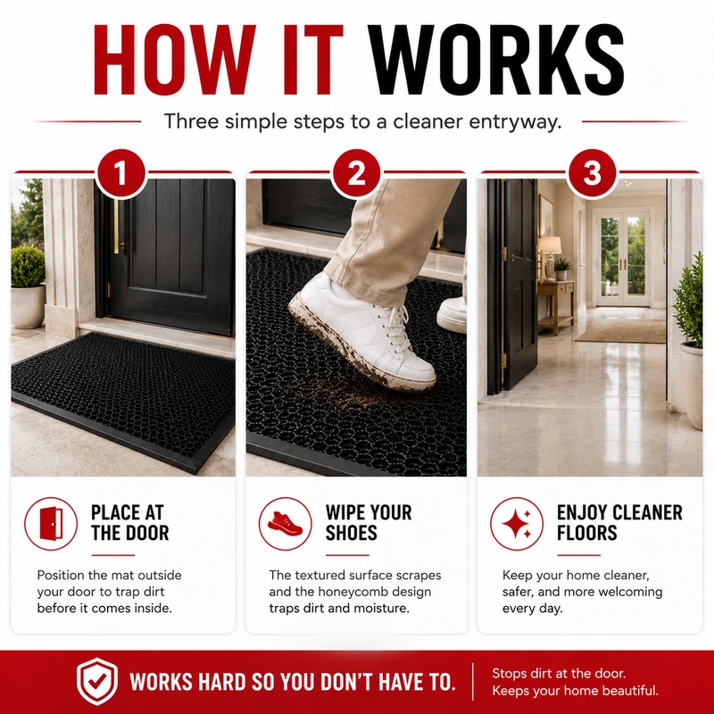 Non-Slip Dirt-Trapping Door Mat for Entryways - Thick Slow-Rebound Surface