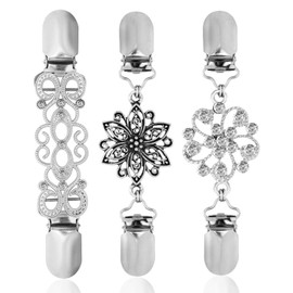 JUKOTA 3 Stück Cardigan Clips, Vintage Kleider Clip Pullover Clip Schal-Kleider Clips Blusen Clips Broschen für Kleidung Silberne Strickjacke Clips für Damen und Mädchen