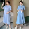 Maternity Short-Sleeve Summer Dress a59 - Popular Online Fashion Style M/Blue 3ea