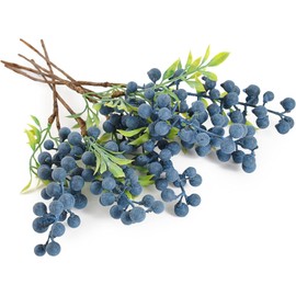 HUIANER 6 Pcs Artificial Berries Simulation Flowers Lifelike Blueberry with Stems Fake Christmas Fruit Blueberries for Valentine's Day Wedding DIY Bridal Bouquet Home Decoration(Blue)