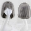 Bob Short Hair Wig Heat Resistant Synthetic Gray Breathable Fluffy