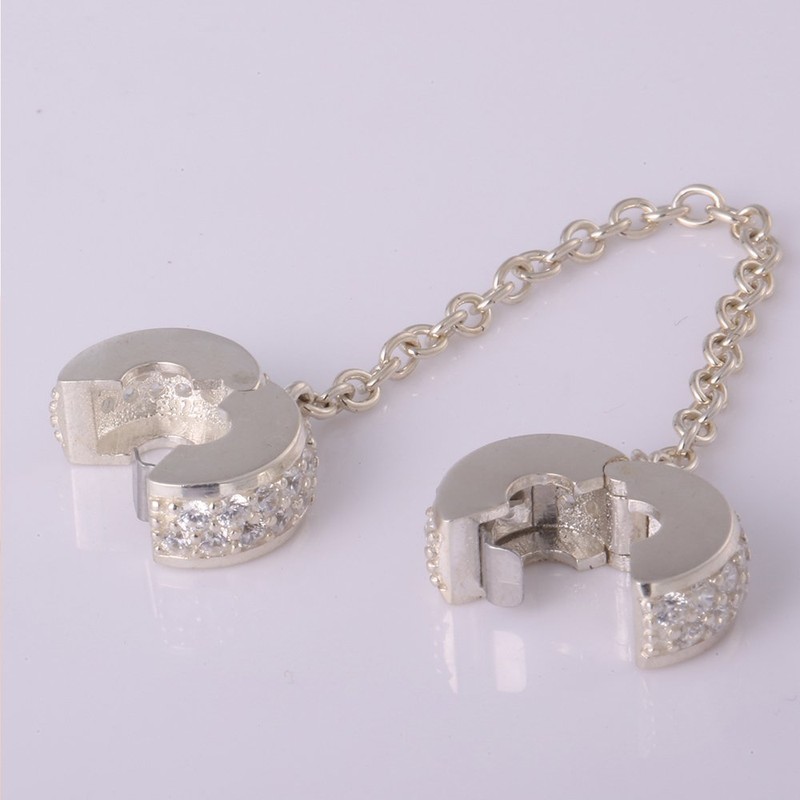 Clips cadena de seguridad Charms 925 broche de plata de