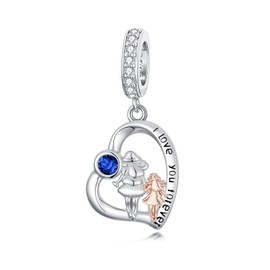 PROESS - Abalorio de plata de ley para pulseras de cumpleaños, día de San Valentín, para hija, madre y amante, Plata de ley, No es una piedra preciosa