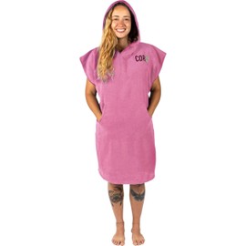 COR Surf Towel Poncho for Adults - Soft Quick Drying Microfibre Bath Poncho, Hooded Towel with Pockets, Lightweight and Colourfast Available, Pink, M