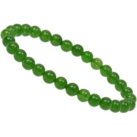 ELEDORO Stretch Bracelet Made of Real Gemstone Beads (6 mm) - Pearl Bracelet for Stylish Elegance, real nephrite jade, Nephrite Jade