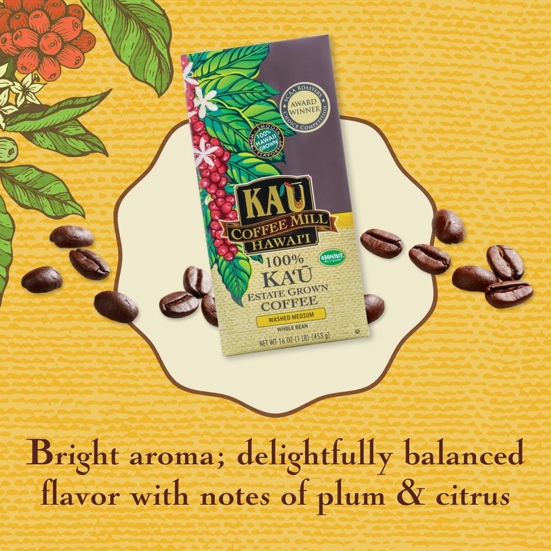 Ka'u Coffee Mill Washed Medium Roast Whole Bean - Bright