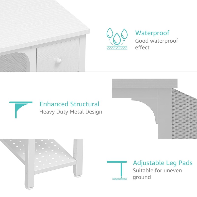 Lufeiya White Computer Desk with Drawers - 47 Inch PC