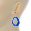 Blue Enamel Cut Out Oval Drop Earrings In Silver Tone