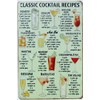 SOPAHU Classic Cocktail Recipes Metal Tin Sign For Bar Pub