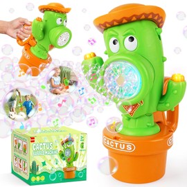 Cactus Bubble Machine, Automatic Bubble Blower with Music & Wiggle Action, Portable Handheld Bubble Maker with Lights, Birthday Gifts for Toddlers, Party Favors Toys, Easter Basket Stuffers for Kids