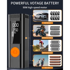 Tire Inflator Portable Air Compressor - 150PSI 4x Faster Portable Tire Inflator for Car - Air Pump For Car Tires with Digital Pressure AutoOff Smart Air Pump Suitable SUV, Bike and More (Orange)