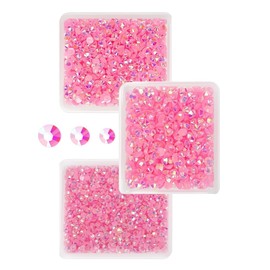 qiipii Dark Pink AB Resin Rhinestones for Crafting 3mm 4mm 5mm Flatback Jelly Stones Bulk SS10 SS16 SS20 Non-Hotfix Diamonds Crystals Gems for Nails Face Eyes Makeup Mugs Tumblers Bottles DIY Crafts