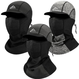 Thermal 5-in-1 Mask Cap Balaclava Earmuffs Neck Warmer Balaclava Black 2ea