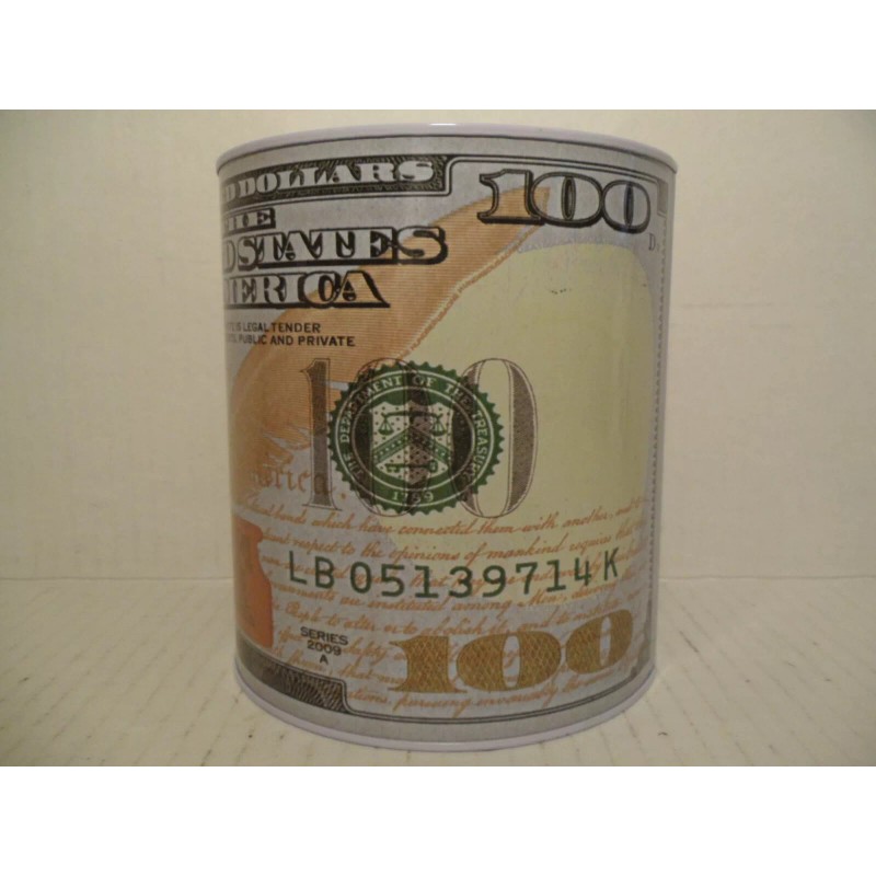 NEW 100 Dollar Bill Saving Tin Piggy Bank Benjamin Franklin
