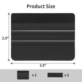 AMZDEPOT Squeegee for Vinyl, 2 Pcs Vinyl Squeegee with Extra 2 Felt Replacements, 4 Inch Vinyl Wrap Tools for Car Wrap, Craft Sign Making, DIY Crafting, Window, Black
