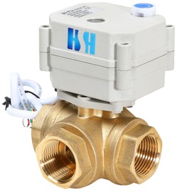 HSH-Flo 3/4" DN15 3 Way 12VDC CR5-01 NPT Brass L Port Position Feedback Reverse Polarity On/Off Electrical Motorized Ball Valve