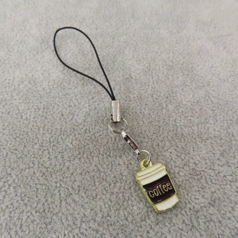 Pemby Studio COFFEE Cup Cell Phone Charm Strap Lariat Bean