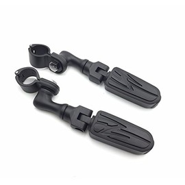 SMT Motorcycle Black Short Angled Adjustable Highway Peg Mounting Kit Lightning Footrest For V-STAR Roadstar Suzuki Boulevard with 1 inch (1")25mm Front Engine Guard Frame Tube