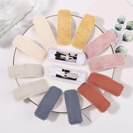 LYXOTO Girls' Hair Clips, Pack of 20 Hair Clips, Colourful Hair Clips, Metal Hair Clips, Girls' Non-Slip Clips, Fabric Embroidery Flowers, 5 cm Long, 10 Colours, 2 Pieces Each (Style 1)