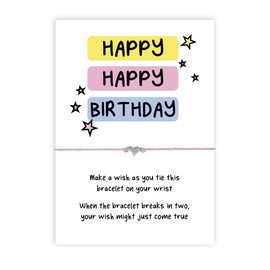 Happy Birthday Wish Bracelet | Birthday Gift| String Bracelet | Charm Bracelet | Girls Birthday present | Make a wish bracelet