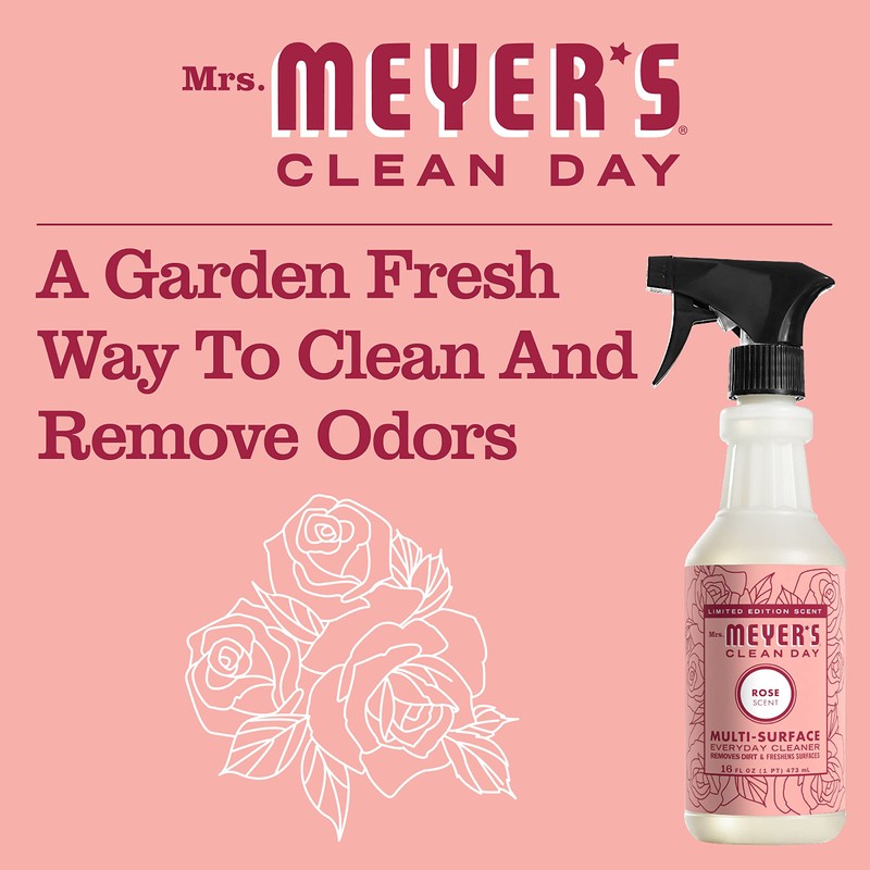 MRS. MEYER'S CLEAN DAY All-Purpose Cleaner Spray, Rose, 16 Fl