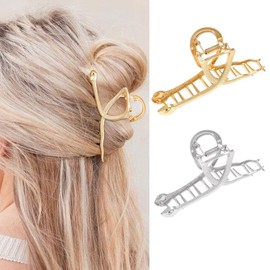 Yean Hair Claws Metal Claw Clip for Thick Hair Snake Hair Claws 4.7 Inch Gold Tone Clamp Hair Pins for Women (Green)