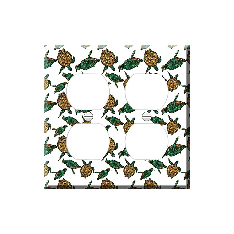 Double Duplex Outlet Cover Wall Plate - Decoratortive Sea Turtle