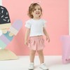 OCMKIC-PZ Baby Girl Summer Clothes Solid Ruffle Sleeve Top＋Bow Mini