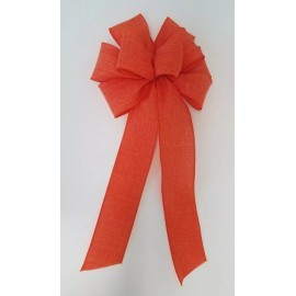 Dogwood Farm Market Large 10" Hand Made Wired Orange Linen (Faux Burlap) Autumn Bows Wired Wreath
