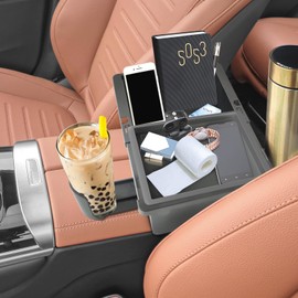 Tueou Car Seat Organizer-Backseat Passenger Seat Organizer with 2 Cup Holders,Organizers and Storage Back Seat Front Seat Tissue Storage Box for Cars Trucks Suvs Vans