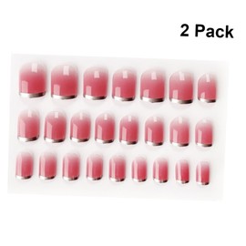 Minkissy Gradient Edge Fake Nails Nail Art Stickers Stylish DIY for Women and Girls Manicure Decoration
