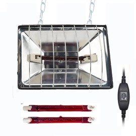 Chicken Brooder Heater for Chicks Coop with 2 Heat Lamps, 250W Hen Chick Warmer with Adjustable Height & Temperature, 6ft Cord, Aluminum Alloy Lamp Shade for Chicks Ducks Livestock Indoor