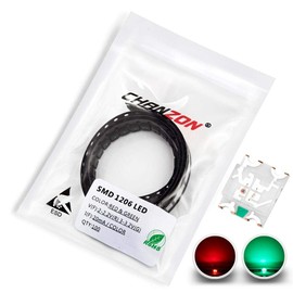 Chanzon 100 pcs SMD 1206 (3.2mm x 2.7mm) Red & Green LED Diode Lights 20mA Lighting Bulb Lamps Electronics Components Indicator Light Emitting Diodes
