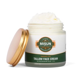 Misun Health Unscented Whipped Beef Tallow Moisturizing Face Cream - 100% Natural New Zealand Tallow Fragrance-Free