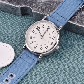 Ritche Canvas Quick Release Watch Band 18mm 20mm 22mm 24mm Replacement Watch Straps for Men Women, Valentine's day gifts for him or her, Blue / Silver, 20mm, Traditional