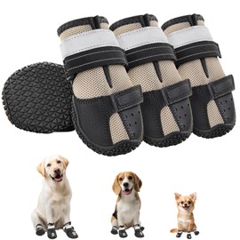 Dog Shoes for Large Medium Dogs, Breathable Mesh Dog Booties for Hot Pavement, Anti-Slip Paw Protectors with Reflective Straps for Outdoor Walking, Hardwood Floor, Size 8