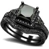 Kingray Jewelry Black Onyx Princess Cut Anniversary Wedding Bridal Ring