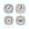 Scalloped Stoneware Plate with Insects, Birds & Flowers, Multi Color,