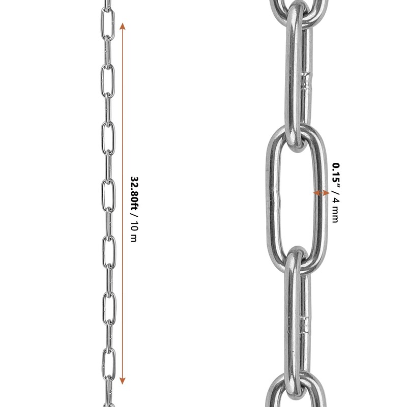 LEXININ 5/32 Inch x 32 Feet Stainless Steel Coil Chain