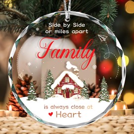 Family Christmas Ornaments Gifts, Long Distance Gifts for Families, for Mom, Dad, Grandma and Grandpa, Christmas Tree Decoration Glass Ornament, Christmas Decorative Hanging Sign