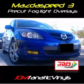 JDMFV 07-09 Mazda 3 SPEED Fog light JDM Yellow Overlays TINT Precut wrap