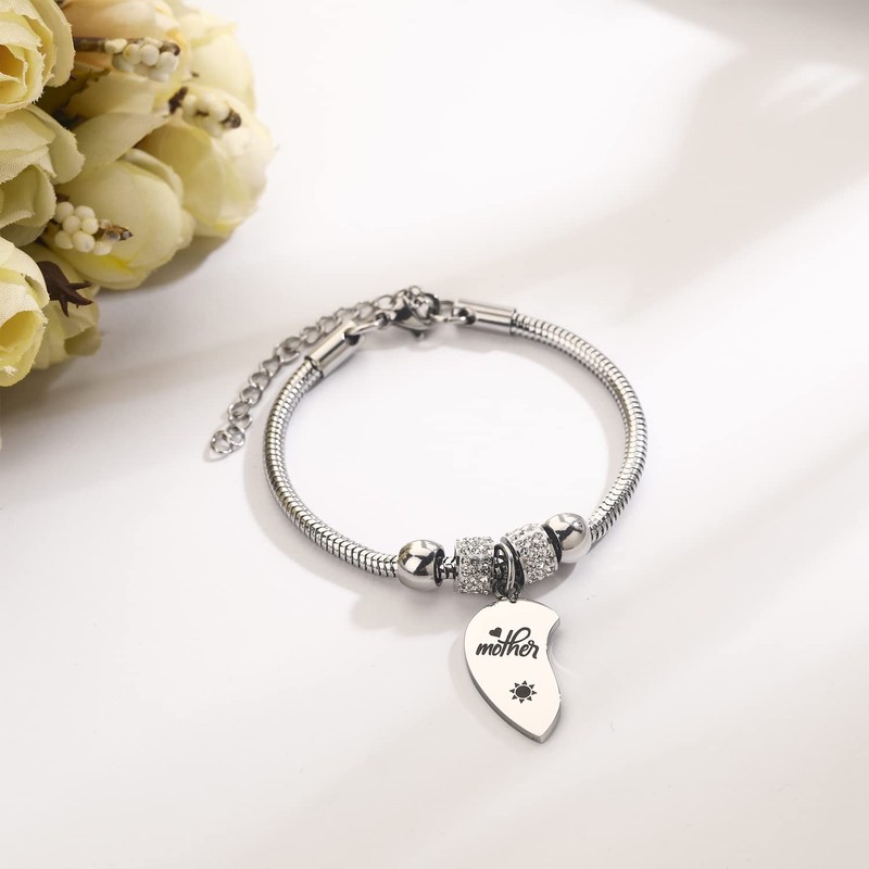 Yonhon Mother Daughter Bracelet Set for 2, Mom Daughter Matching