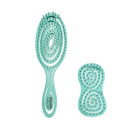 PONETTE Natural – Eco-Haarbürsten-Set, umweltfreundlich, entwirrend, reißfest, Reisebürste, grün, hergestellt aus natürlichen Weizenfasern, 100 % recycelbar, spanische Marke