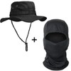 Black Tactical Boonie Hat and Balaclava Set Face Mask Head